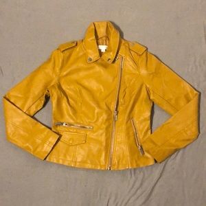 New York & company Faux-leather yellow jacket